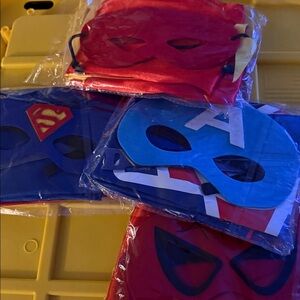 NWT Superhero Kids Masks & Cape Sets Spider-Man, flash, Superman & Cpt Amer.